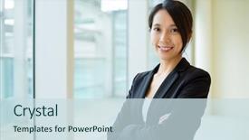  Presentation with plants in office - Audience pleasing presentation theme consisting of project planner - businesswoman at office backdrop and a sky blue colored foreground