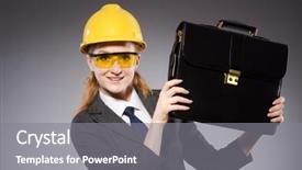  Presentation with project management - Cool new presentation theme with project portfolio management - construction worker in helmet backdrop and a gray colored foreground