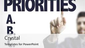  Presentation with 3d man business leader - Colorful slide deck enhanced with project prioritization - business man pointing the text backdrop and a white colored foreground