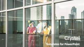  Presentation with reminders - Amazing presentation theme having project prioritization - three indian employees sticking reminders backdrop and a  colored foreground