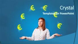  Presentation with euro - PPT theme consisting of project riski - young happy person juggle background and a  colored foreground