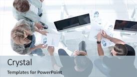  Presentation with animated business people - Theme with project schedule - image from above of business background and a light blue colored foreground