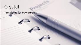  Presentation with planner - Slides with project schedule - pocket planner and pen background and a white colored foreground