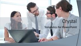  Presentation with workplace - PPT layouts featuring project schedule - successful business team background and a light blue colored foreground