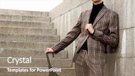  Presentation with elegant man in glasses optics - Slides consisting of project steps - fashionable young man in glasses background and a violet colored foreground