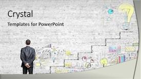  Presentation with modern medicine cardiology concept mixed - Presentation design with project steps - image of businessman with suitcase background and a light gray colored foreground