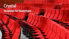  Presentation with hall fame of red stamp - Cool new slides with project steps - large red recliners stand rows backdrop and a crimson colored foreground