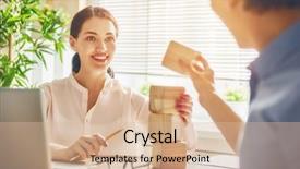  Presentation with business plan - Audience pleasing slides consisting of project team work in office backdrop and a soft green colored foreground