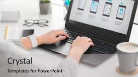  Presentation with web design - Audience pleasing PPT theme consisting of project tempates - app design technology and business backdrop and a light gray colored foreground