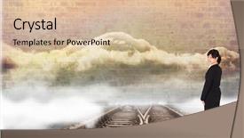  Presentation with tracks - Slide deck enhanced with project tracking - businesswoman standing against train tracks background and a  colored foreground