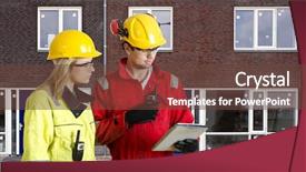  Presentation with real estate development - Slide deck consisting of project tracking - foreman and real estate development background and a  colored foreground