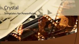  Presentation with old film - PPT layouts featuring project tracking - grunge film strip over old background and a lemonade colored foreground