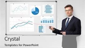  Presentation with report - Amazing slide deck having project tracking - handsome businessman presenting report backdrop and a white colored foreground