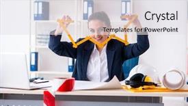  Presentation with triangle - Presentation featuring project triangle - young female architect working background and a white colored foreground