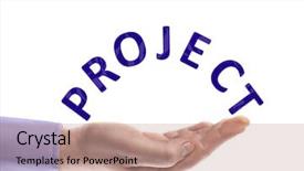  Presentation with project - Cool new presentation with project word in male hand backdrop and a coral colored foreground