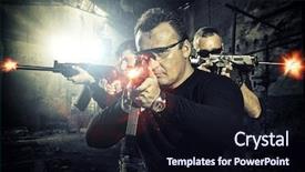  Presentation with tactics - Presentation design with projectile - special tactics team in action background and a wine colored foreground