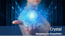  Presentation with attention - Cool new slide set with projection displaying cloud technology symbol backdrop and a  colored foreground