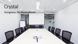  Presentation with office room - Beautiful presentation theme featuring projector - interior of meeting room backdrop and a light gray colored foreground