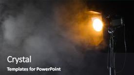 Presentation with black light - Slide deck with projector - studio spot light with smoke background and a dark gray colored foreground