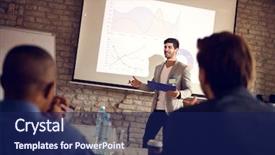  Presentation with statistic - Beautiful PPT theme featuring projector - young businessman speak on seminar backdrop and a navy blue colored foreground