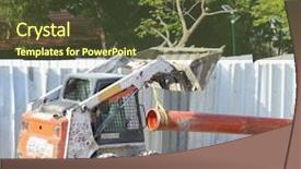  Presentation with construction pipeline - Colorful presentation theme enhanced with projects pipeline - construction of residential quarter backdrop and a tawny brown colored foreground