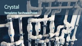  Presentation with boiler - Audience pleasing presentation consisting of projects pipeline - white plastic pipes in boiler backdrop and a ocean colored foreground