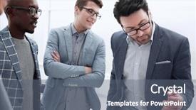  Presentation with project manager - Presentation design consisting of projects solutions - project manager and the business background and a gray colored foreground