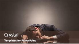  Presentation with workplace tension - Slide set with extra work - young businessman fell asleep background and a tawny brown colored foreground