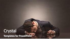  Presentation with power tactics at workplace - Slide deck with projet de fin d etude - young businessman fell asleep background and a tawny brown colored foreground