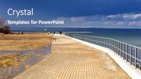  Presentation with poland - Presentation design with promenade-at-baltic-sea background and a ocean colored foreground