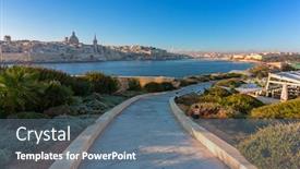  Presentation with malta - Amazing presentation theme having promenade-at-the-bay backdrop and a ocean colored foreground