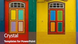  Presentation with tan - Theme having prominence - colorful tan teng niah building background and a crimson colored foreground