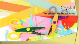  Presentation with colorful impressionist style artistic color - Presentation design having prominence - colorful zigzag scissors with color background and a yellow colored foreground