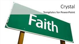  Presentation with faith - Amazing presentation having promised land - faith road sign isolated backdrop and a  colored foreground
