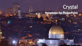 Presentation with israel - Audience pleasing PPT theme consisting of promised land - skyline of the old city backdrop and a tawny brown colored foreground