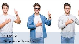  Presentation with collage of a forest - PPT theme featuring promises - collage of young handsome man background and a light blue colored foreground