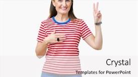  Presentation with chest - Colorful presentation theme enhanced with promises - middle age mature woman wearing backdrop and a  colored foreground