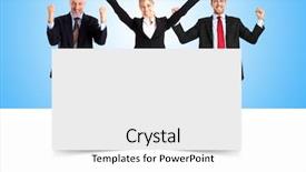  Presentation with promote - Slide set consisting of promote employees - group of smiling people showing background and a white colored foreground