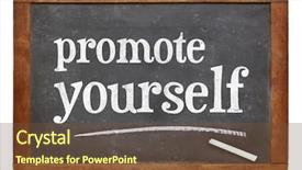  Presentation with promote - Cool new presentation theme with promote yourself - white chalk text backdrop and a  colored foreground