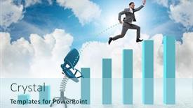  Presentation with promotion - PPT theme having promotion-concept-with-businessman-ejected background and a light blue colored foreground