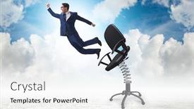  Presentation with promotion - Beautiful presentation design featuring promotion-concept-with-businessman-ejected backdrop and a white colored foreground