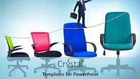  Presentation with promotion - Presentation theme consisting of promotion-concept-with-businessman background and a light blue colored foreground