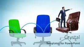  Presentation with promotion - PPT theme featuring promotion-concept-with-businessman background and a sky blue colored foreground