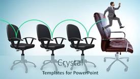  Presentation with promotion - Presentation having promotion-concept-with-office-chairs background and a sky blue colored foreground
