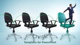  Presentation with promotion - PPT layouts with promotion-concept-with-office-chairs background and a sky blue colored foreground