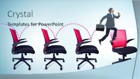  Presentation with promotion - PPT layouts with promotion-concept-with-office-chairs background and a sky blue colored foreground