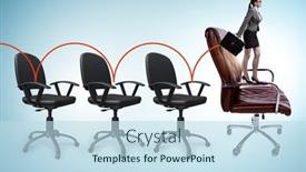  Presentation with promotion - PPT layouts consisting of promotion-concept-with-office-chairs background and a sky blue colored foreground