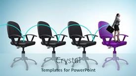  Presentation with promotion - Presentation design with promotion-concept-with-office-chairs background and a sky blue colored foreground