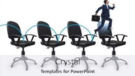  Presentation with promotion - Presentation featuring promotion-concept-with-office-chairs background and a sky blue colored foreground