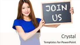  Presentation with asian - Presentation design enhanced with promotion proposal - beautiful asian women asian hold background and a sky blue colored foreground